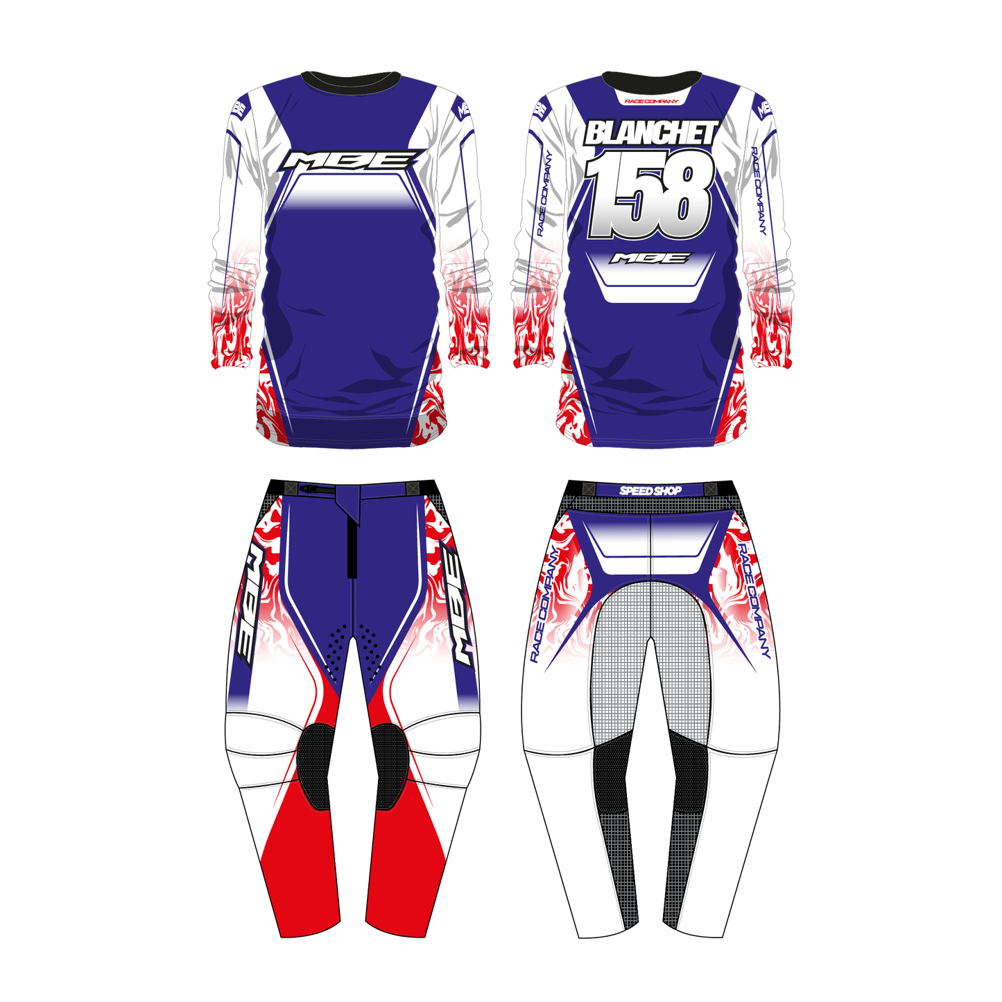 Tenue motocross personnalisée MBE FLUID PATRIOTE