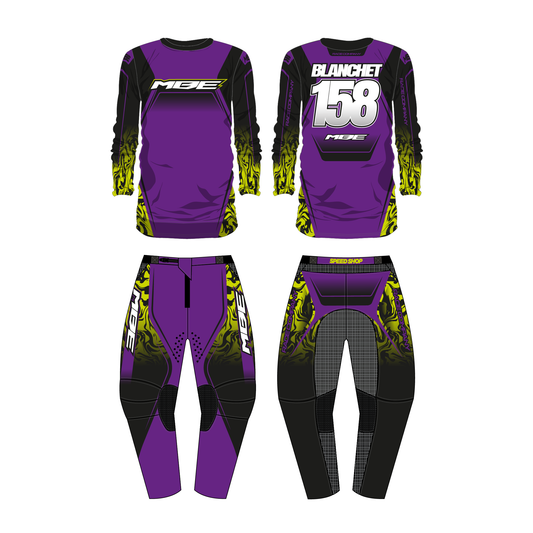 Tenue motocross personnalisée MBE FLUID PURPLE yellow fluo