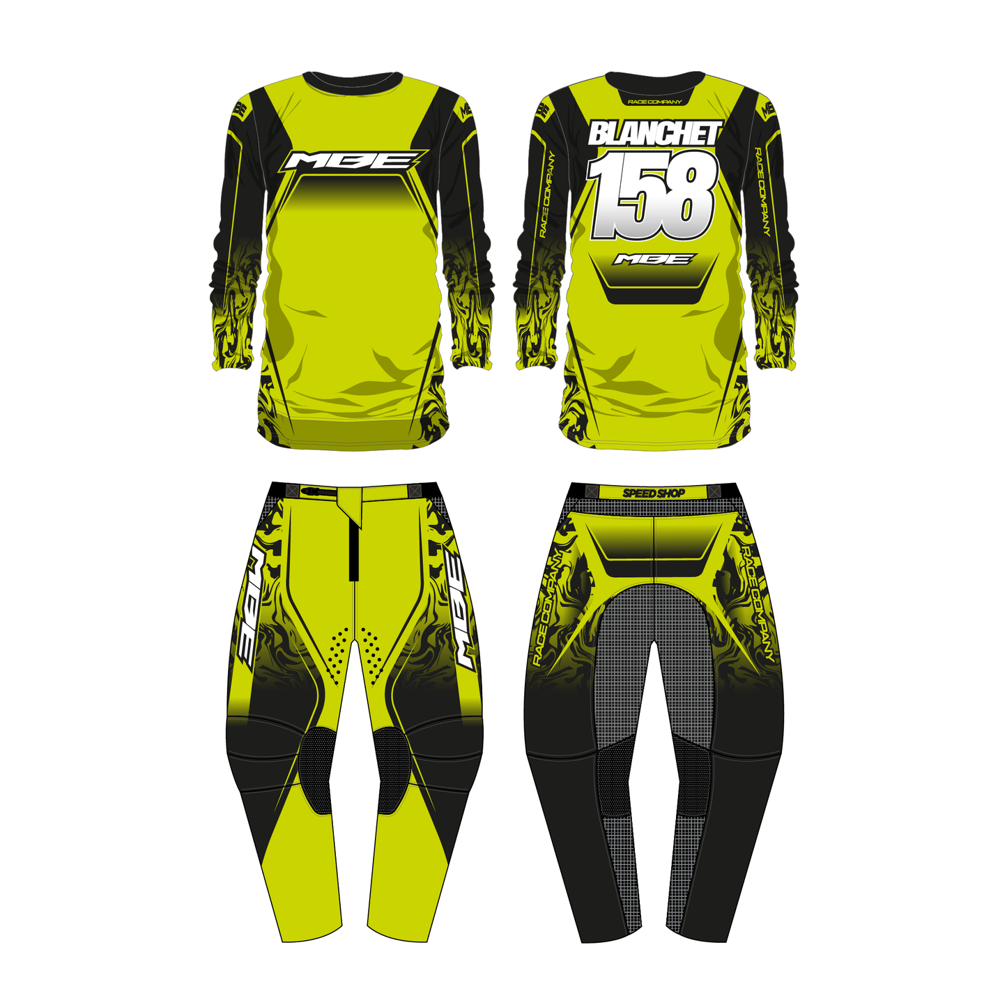 Tenue motocross personnalisée MBE FLUID yellow fluo