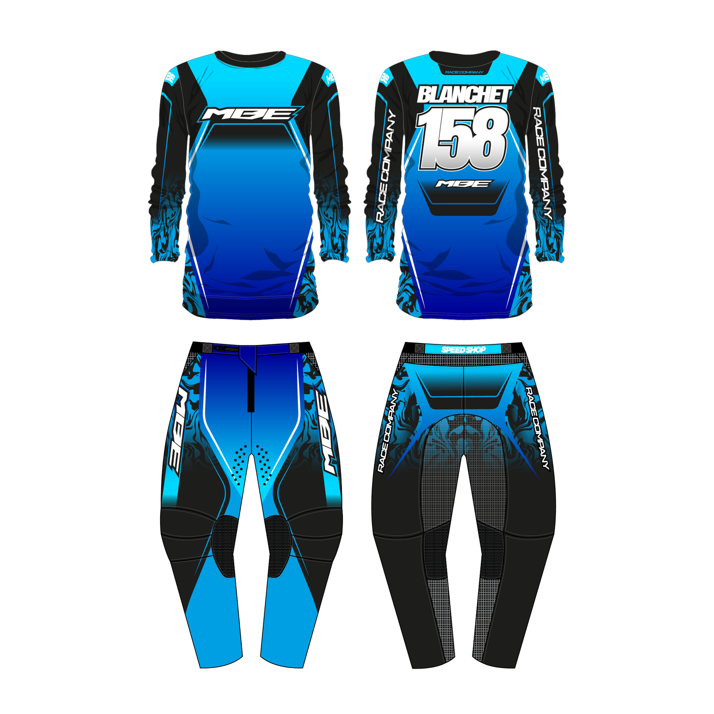 Tenue motocross personnalisée MBE FLUID BLUES