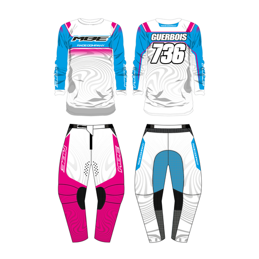 Tenue motocross personnalisée MBE SCOUB CYAN PINK