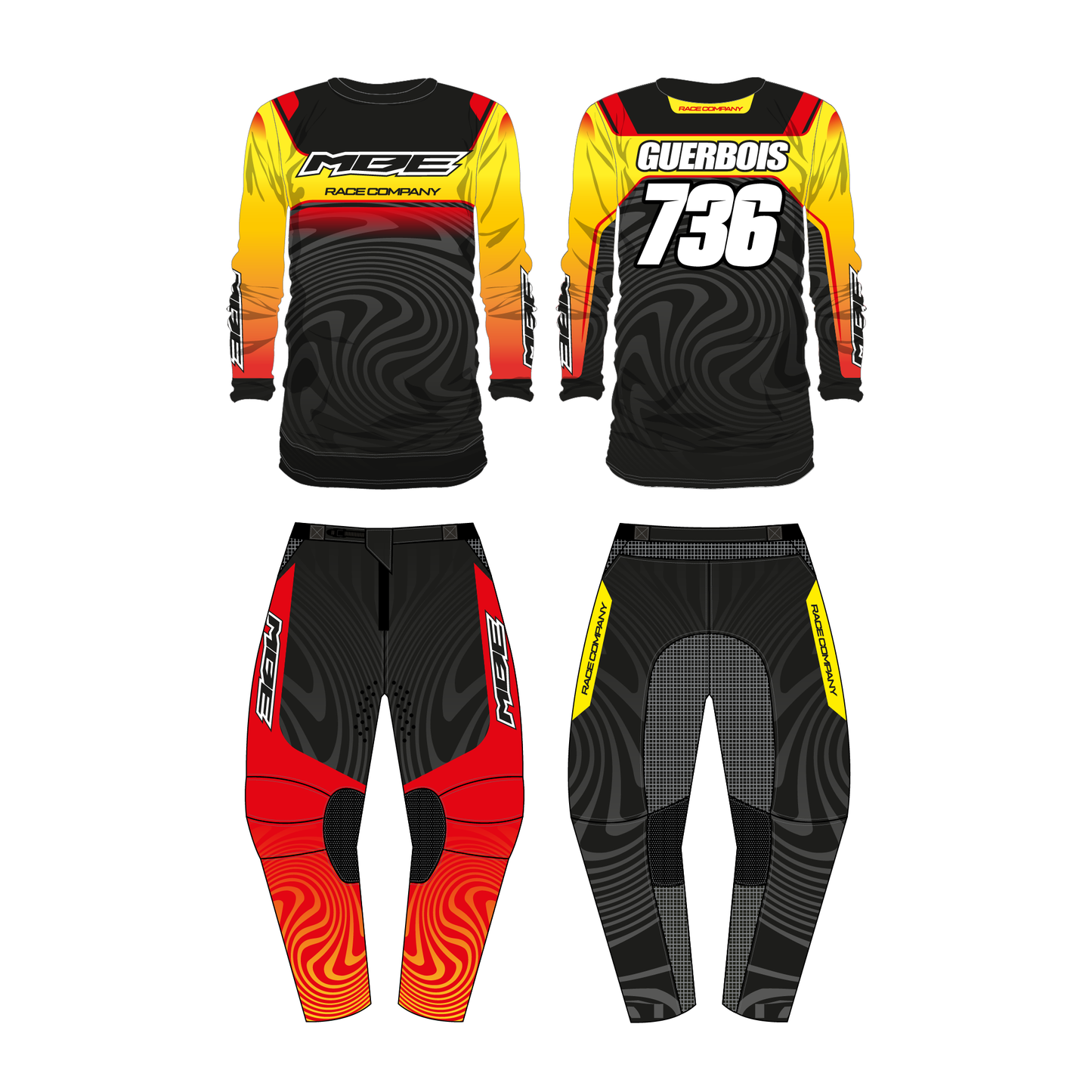 Tenue motocross personnalisée MBE SCOUB  YELLOW red