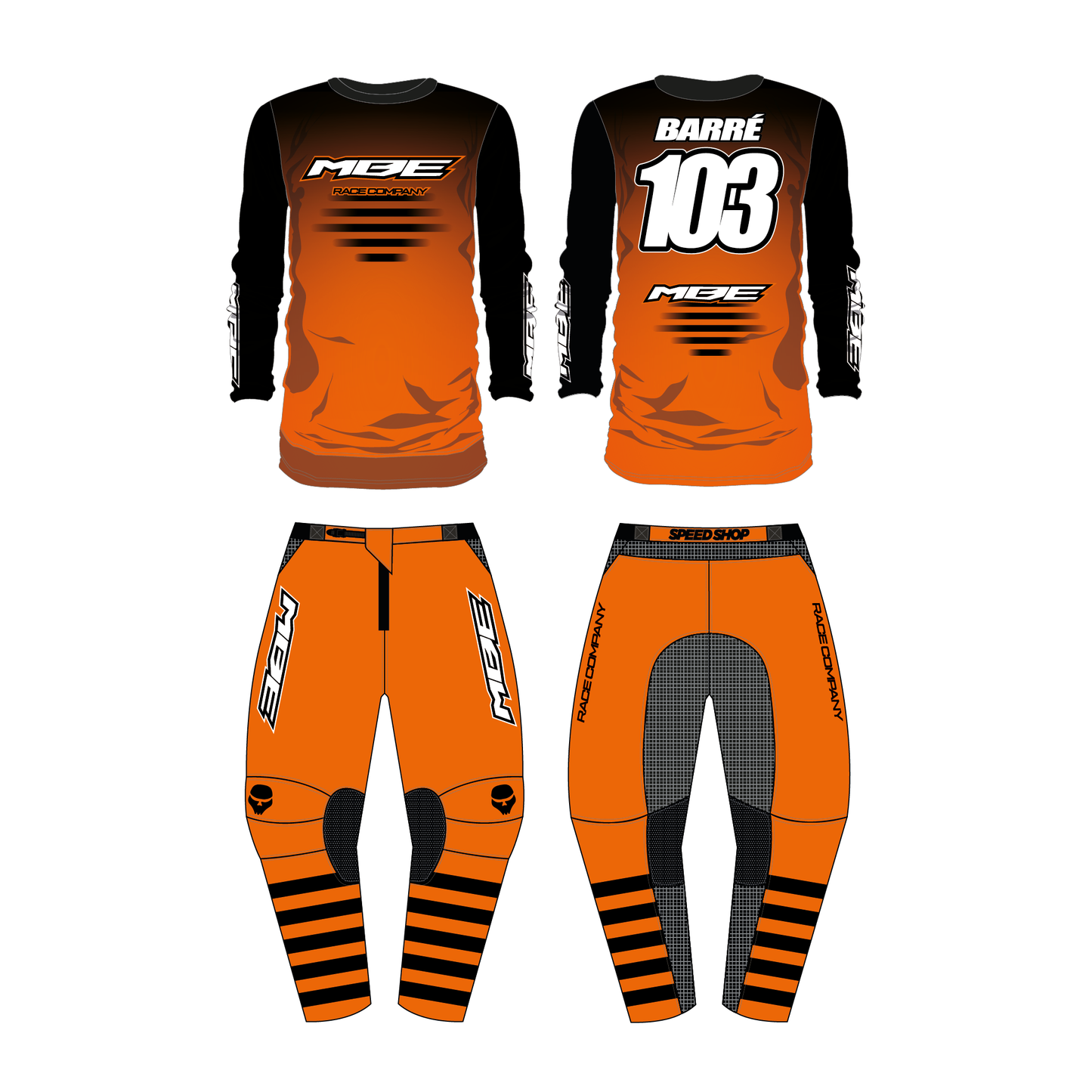 Tenue motocross personnalisée MBE SOLID ORANGE