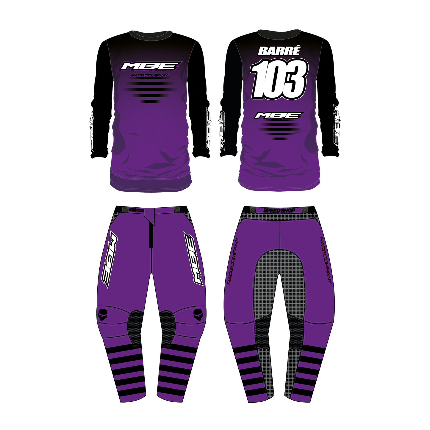 Tenue motocross personnalisée MBE SOLID YELLOW PURPLE