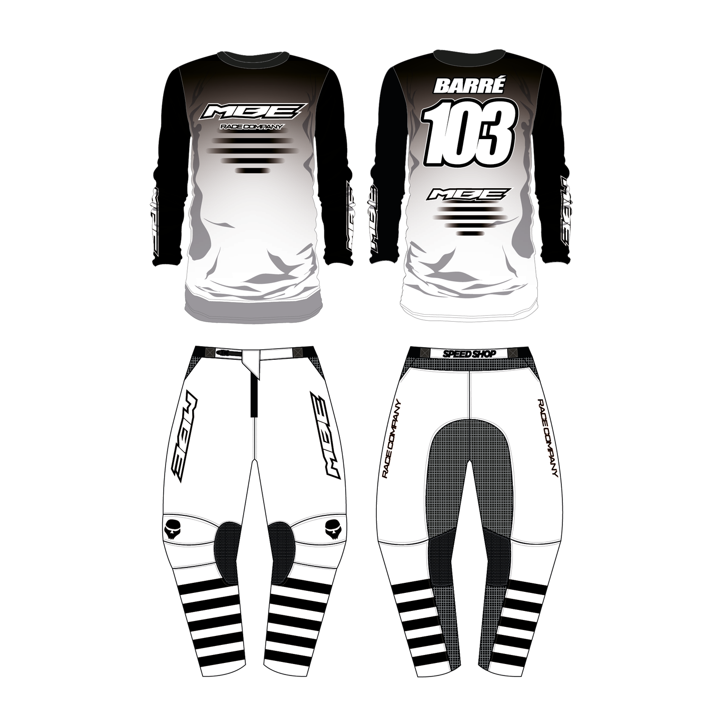 Tenue motocross personnalisée MBE SOLID YELLOW WHITE