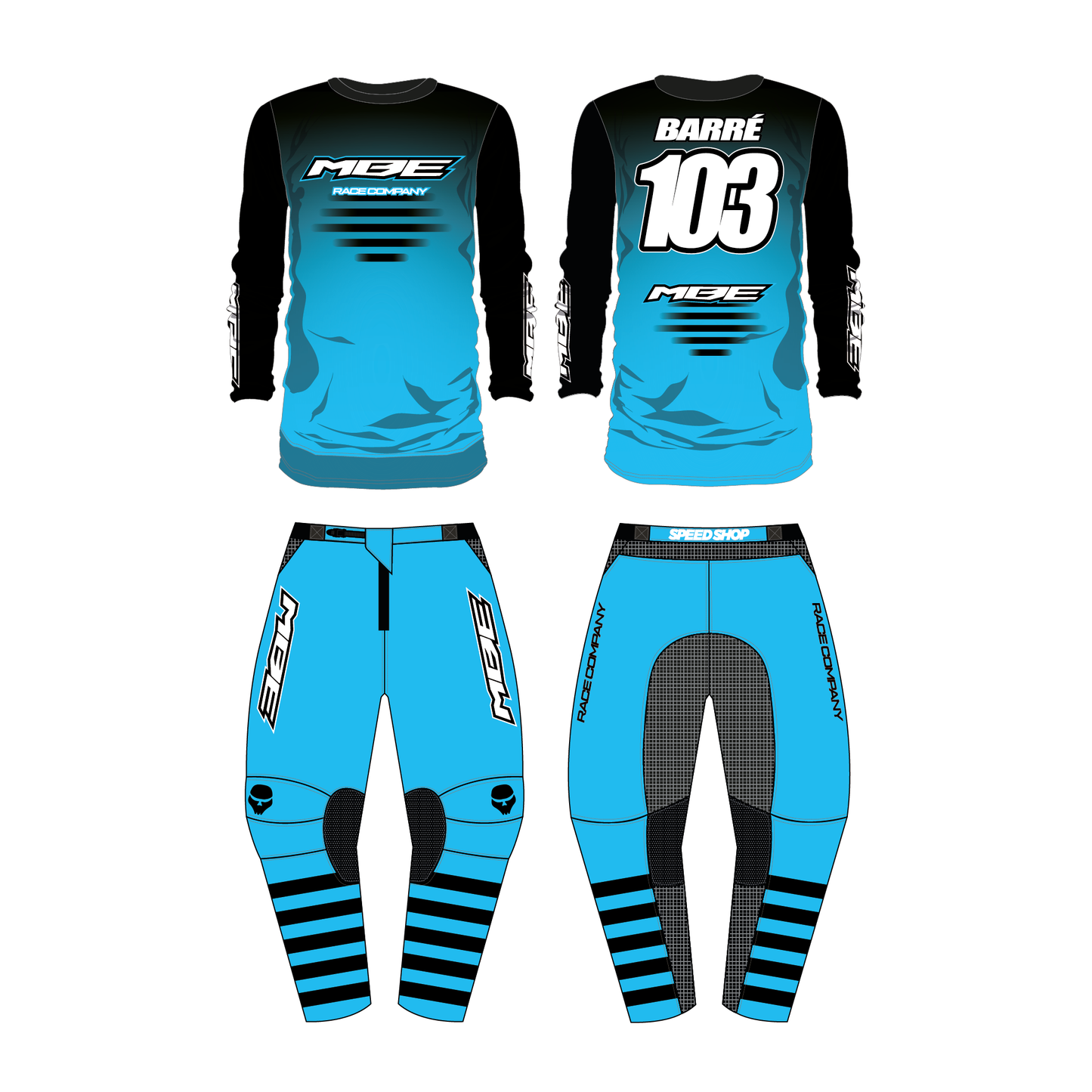 Tenue motocross personnalisée MBE SOLID YELLOW LIGHT BLUE